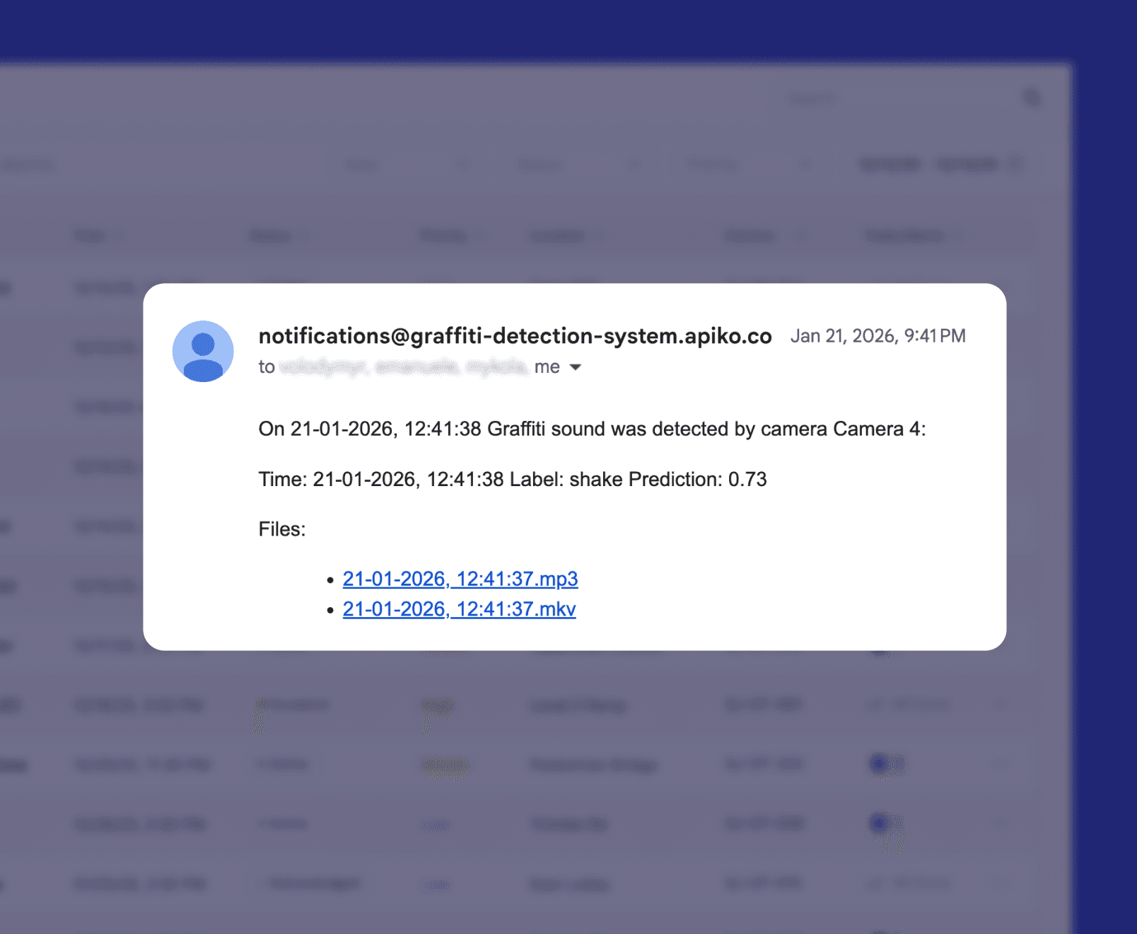 Alerts and event history