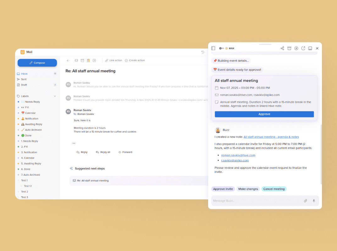 Action and project sync