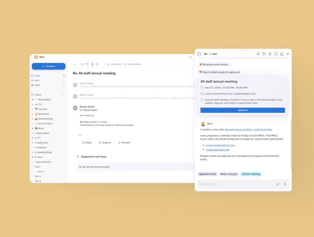 Action and project sync